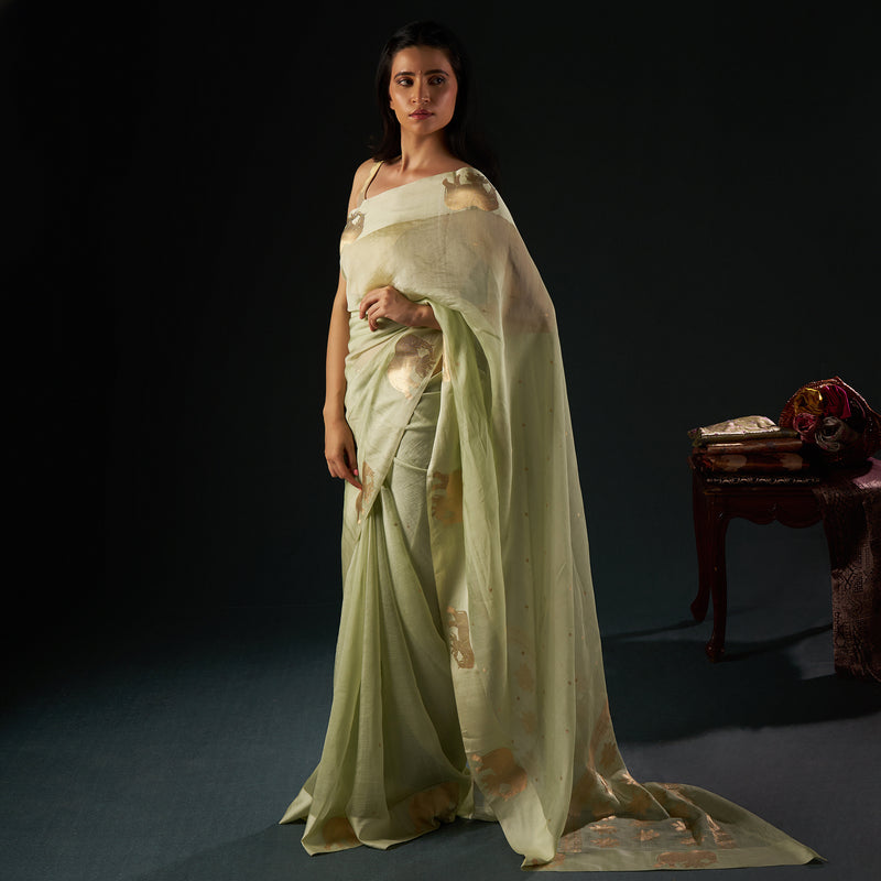 Handloom Organza Saree with Satin border