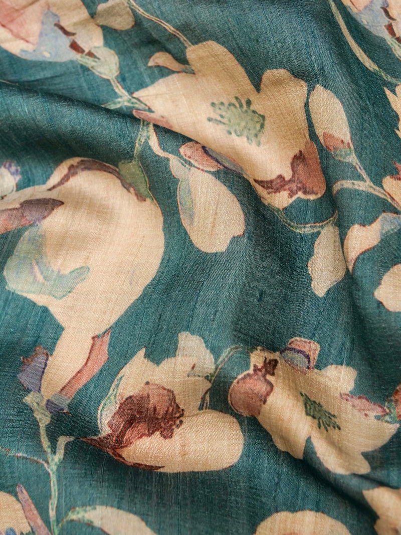 Pure Tussar Fabric with floral print