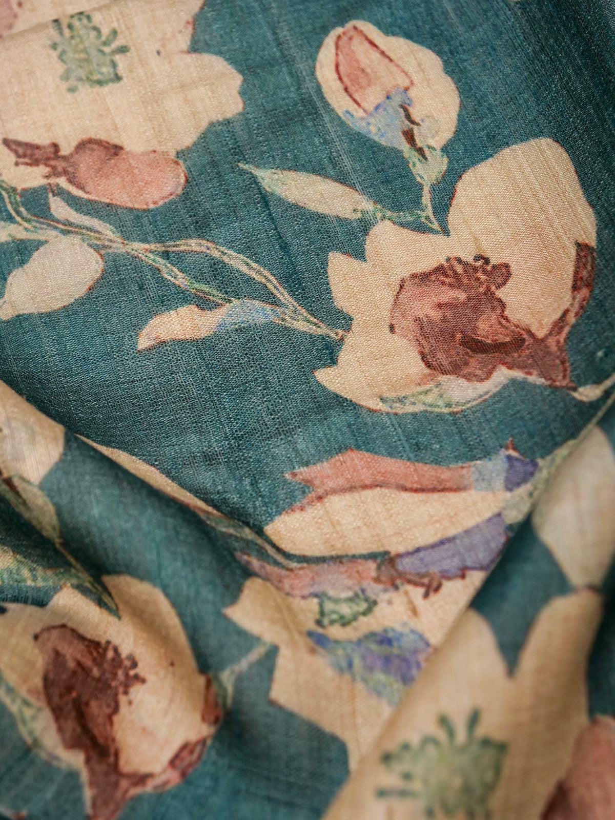 Pure Tussar Fabric with floral print