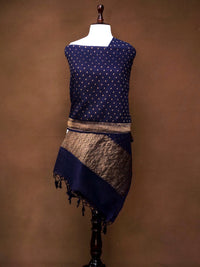 Munga Silk Dupatta in Navy Blue