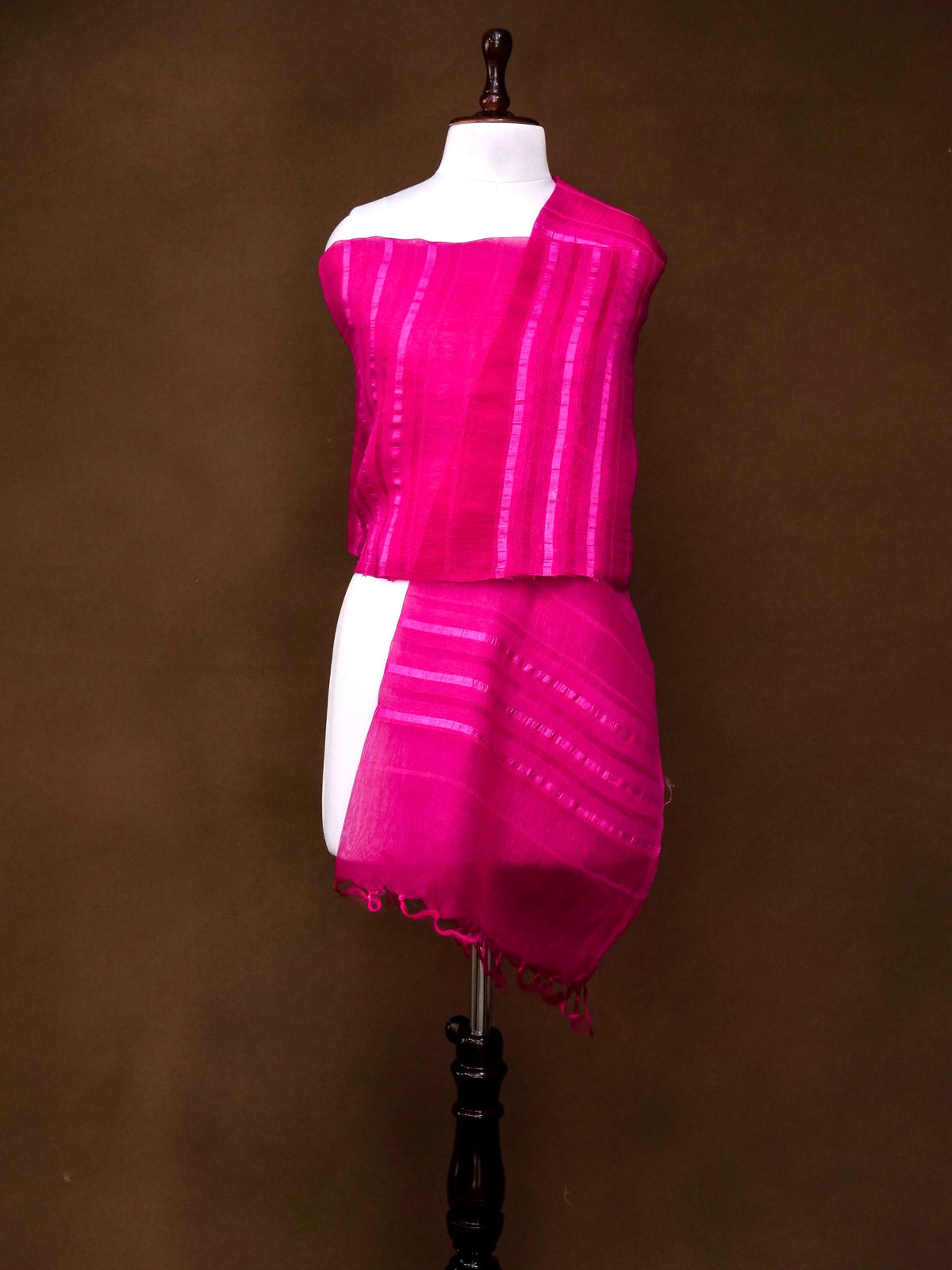 Tussar Silk Dupatta in Fuchsia Pink