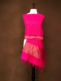 Munga Silk Dupatta in Rani Pink