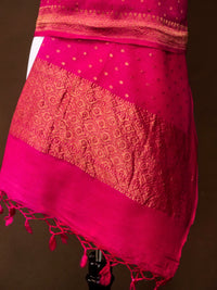 Munga Silk Dupatta in Rani Pink